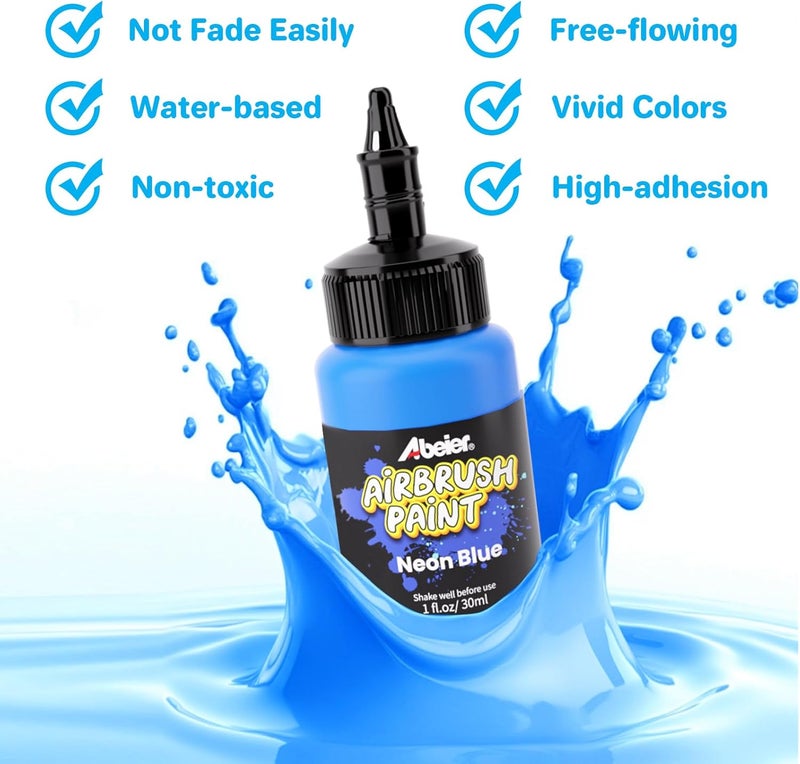 ABEIER Airbrush Paint, 28 Colors x 1oz (30ml) with 2 Thinner, Ready to Spray, Non-Toxic, Water-Based Acrylic Airbrush Paint Set for Metal, Models - Image 5